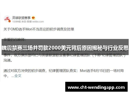 魏震禁赛三场并罚款2000美元背后原因揭秘与行业反思